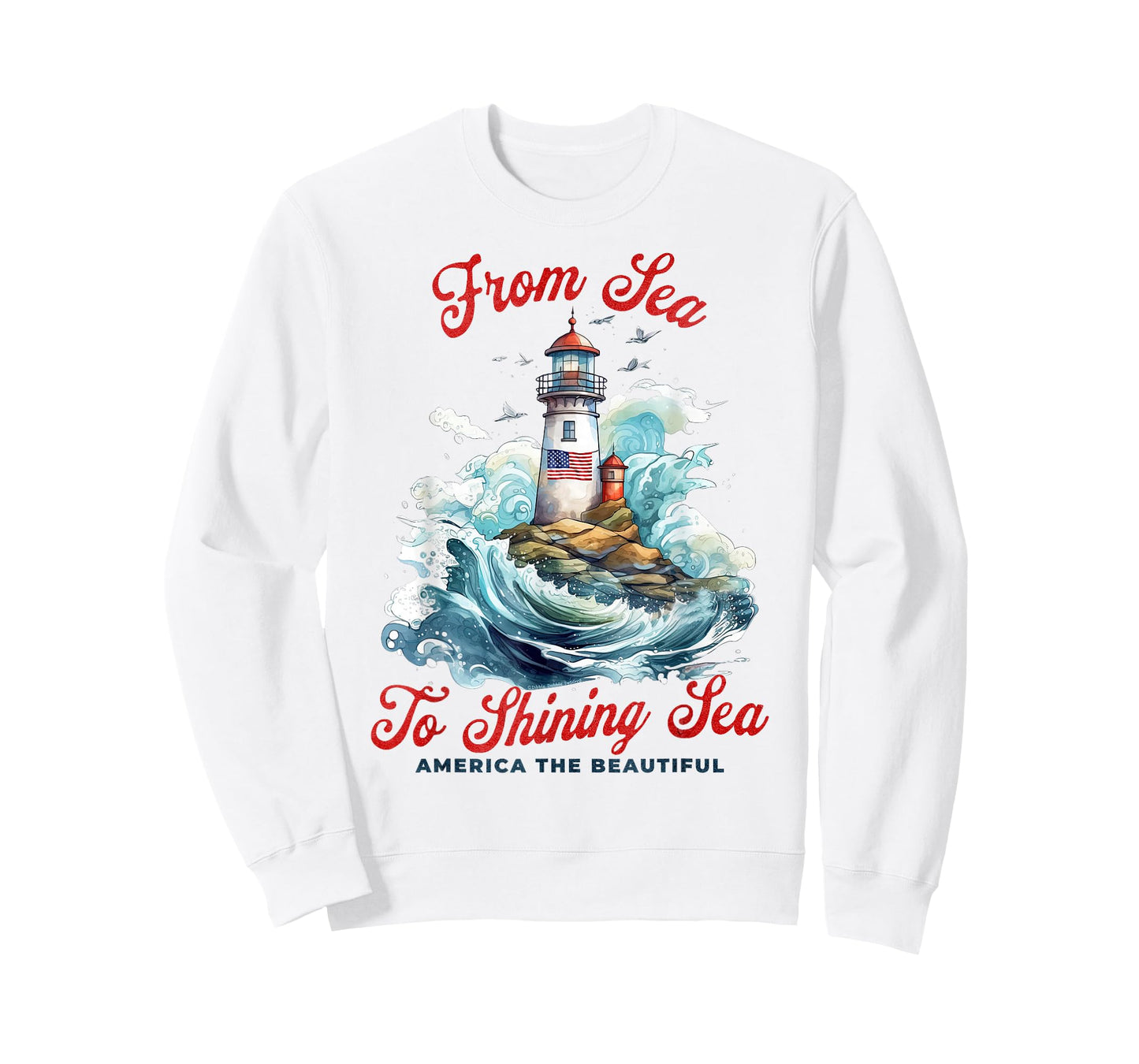 Patriotic from Sea to Shining Sea Lighthouse 4th of July T-Shirt