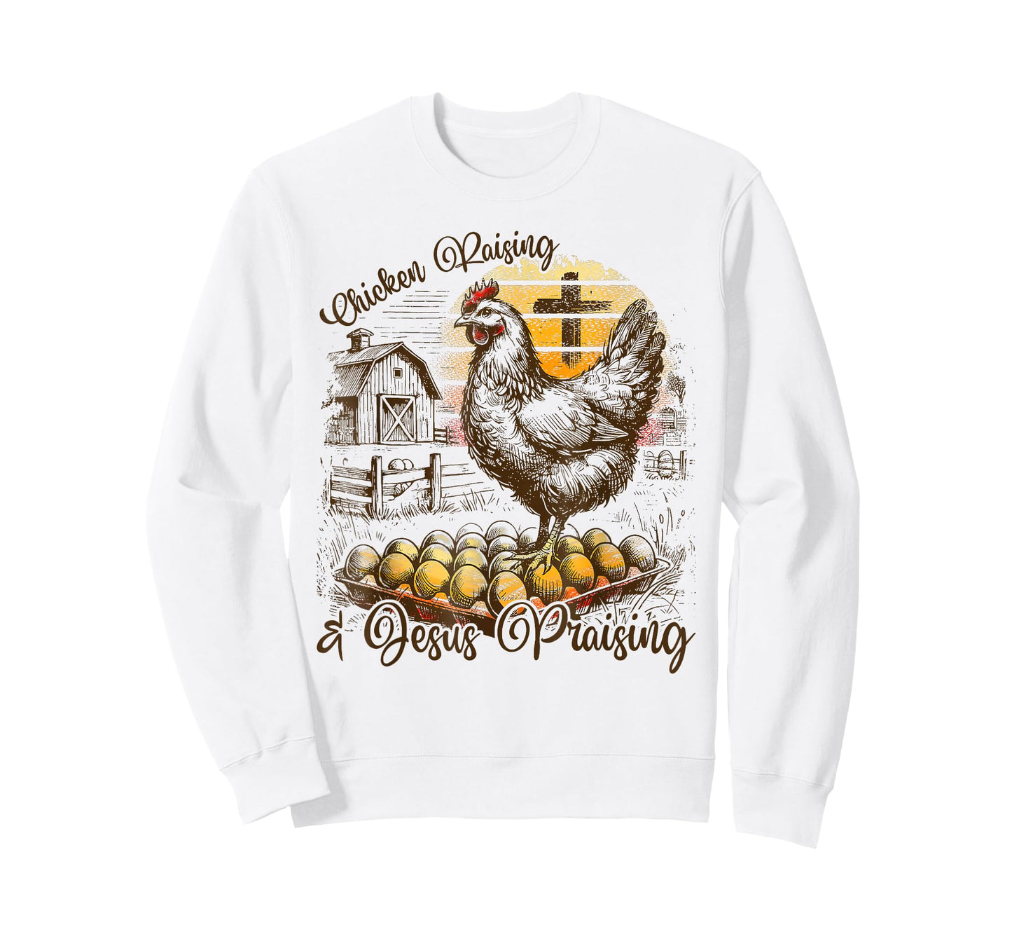 Chicken Raising & Jesus Praising Christian Farm T-Shirt