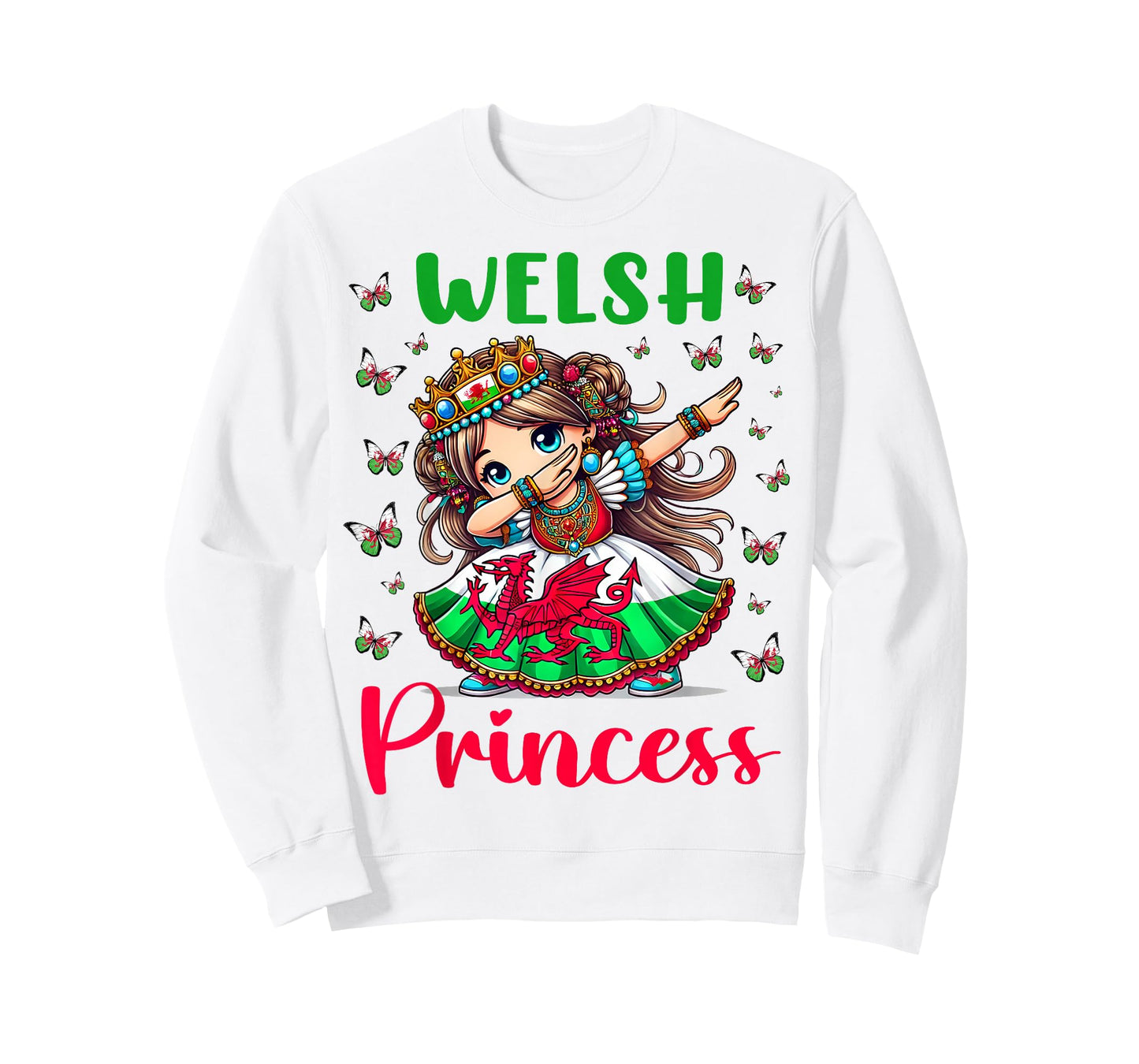 Welsh Princess Dab Girl Dragon Flag Pride for Kids T-Shirt