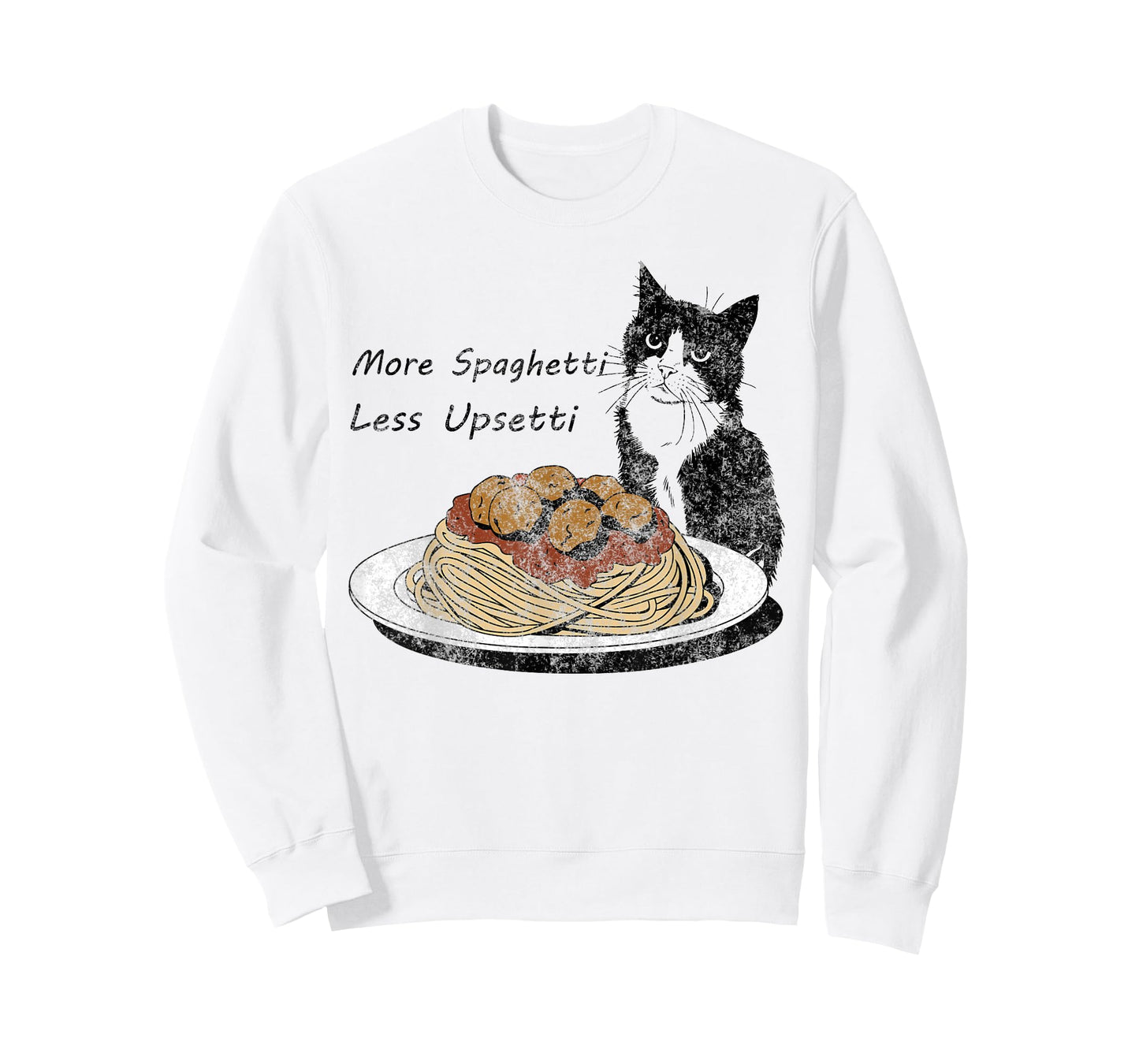 more spaghetti less upsetti black cat spaghetti and meatball T-Shirt for Men Women