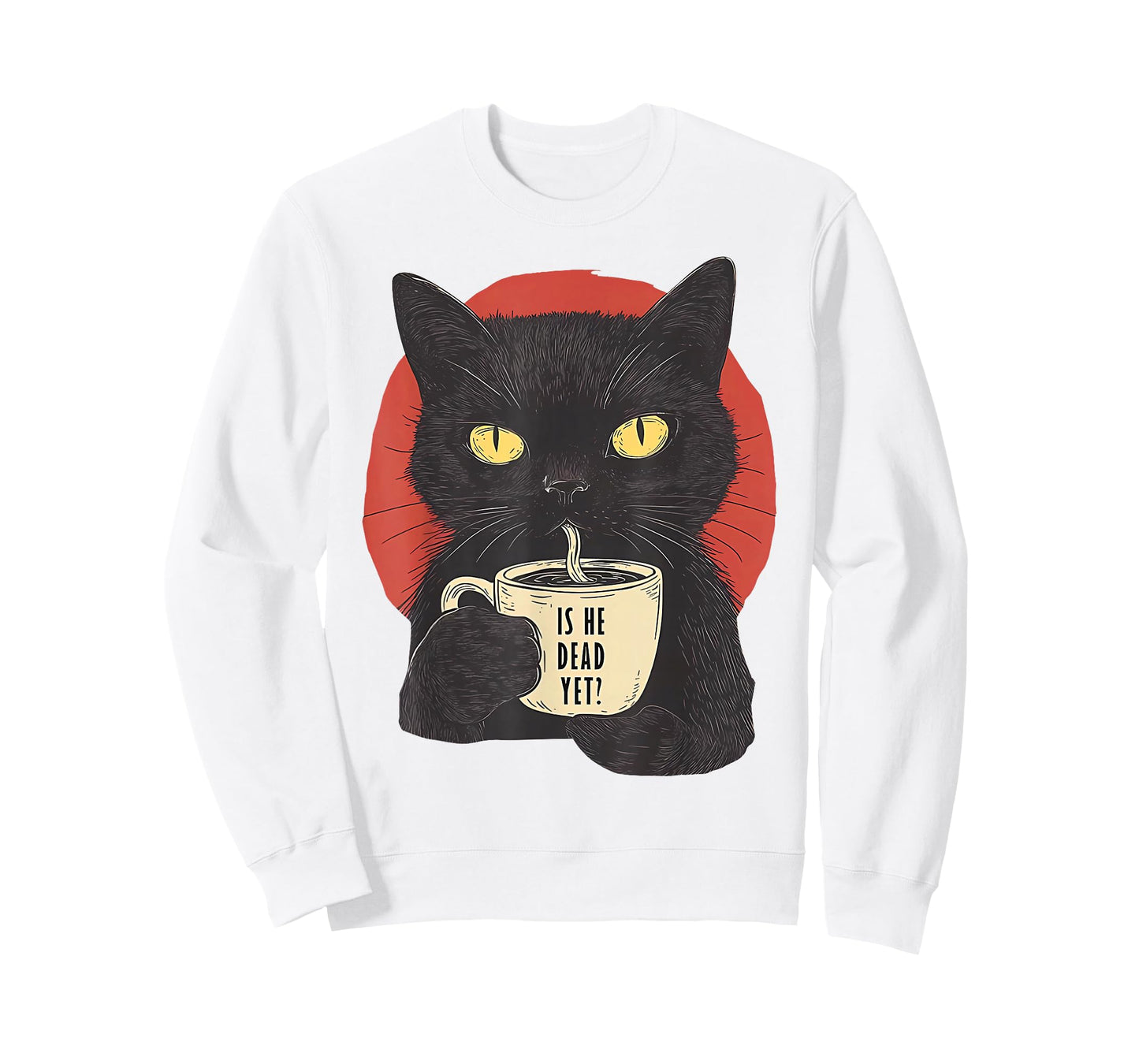 Is He Vintage Dead Yet Funny Black Cat Humor T-Shirt