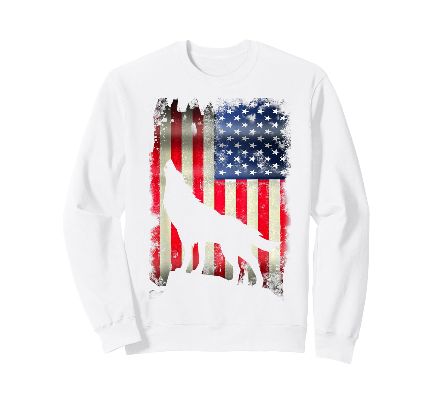 USA Wolf Vintage American Flag Funny Animal T Shirt T-Shirt for Women Kids Men