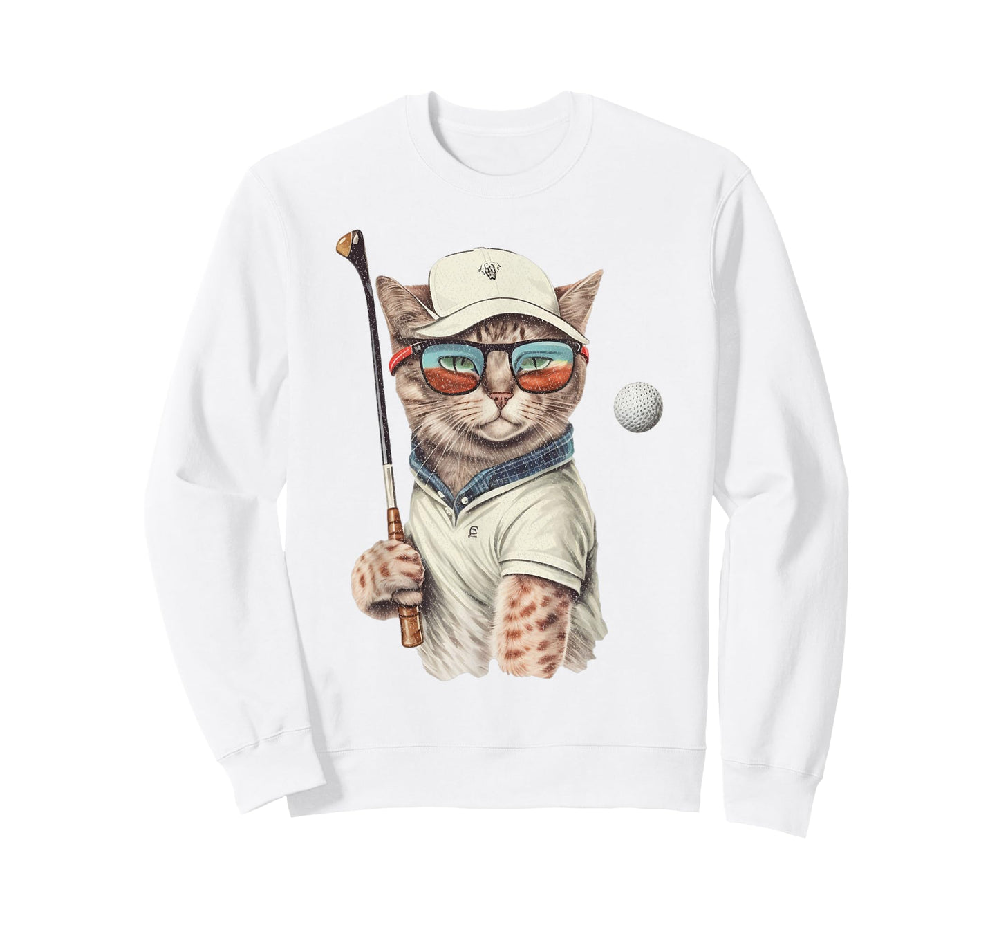 Vintage Retro Cat Playing Golf, Golfer, Kitties Lover T-Shirt