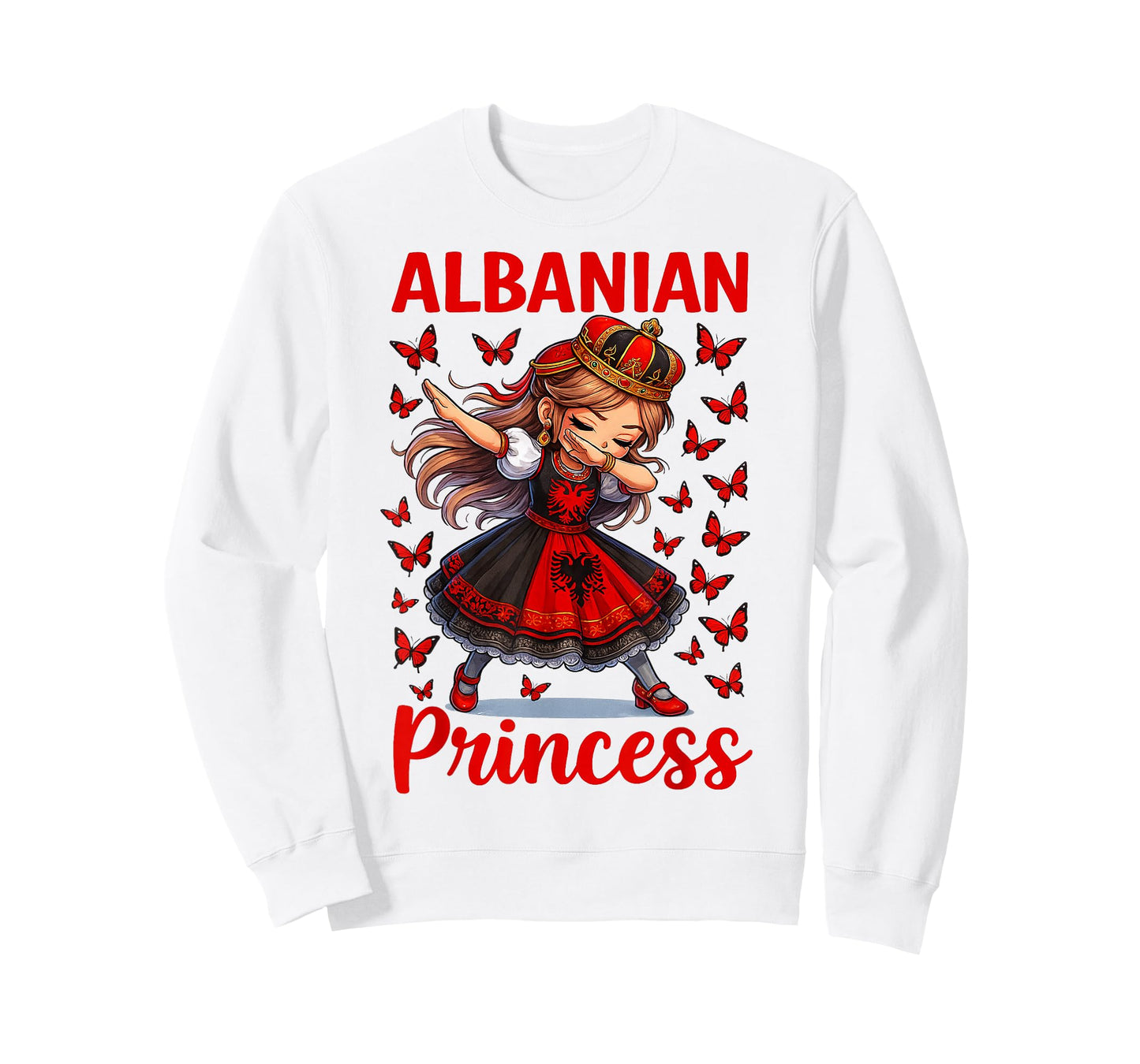 Albanian Princess Dabbing Girl Flag Dress Souvenir for Kids T-Shirt