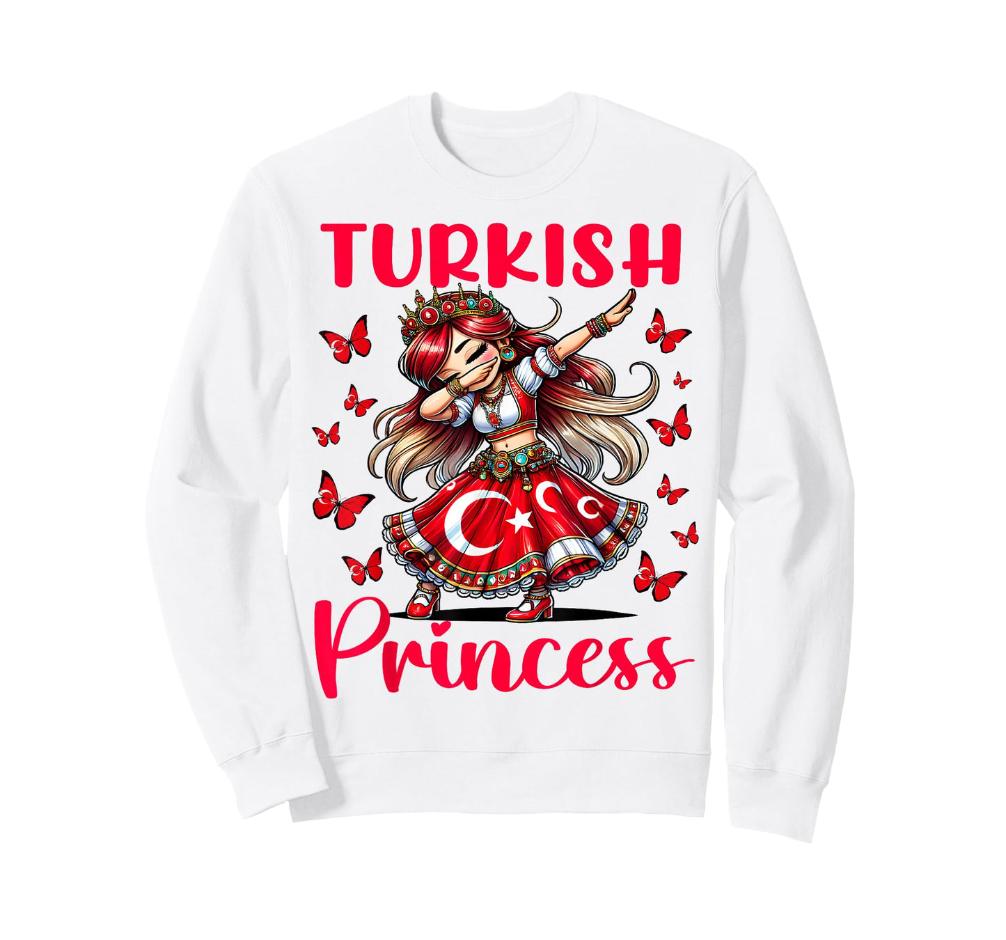 Turkish Princess Dab Girl Flag Dress Cultural Souvenir Kids T-Shirt