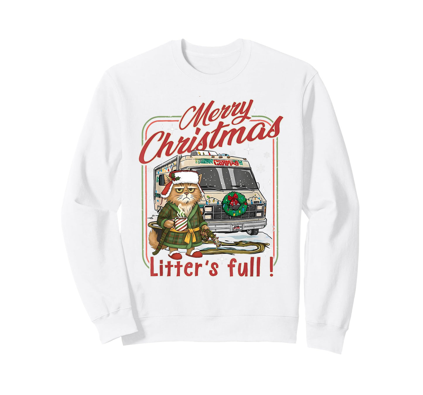 Litter's Full Merry Christmas Funny Cat Lovers Holidays Xmas T-Shirt