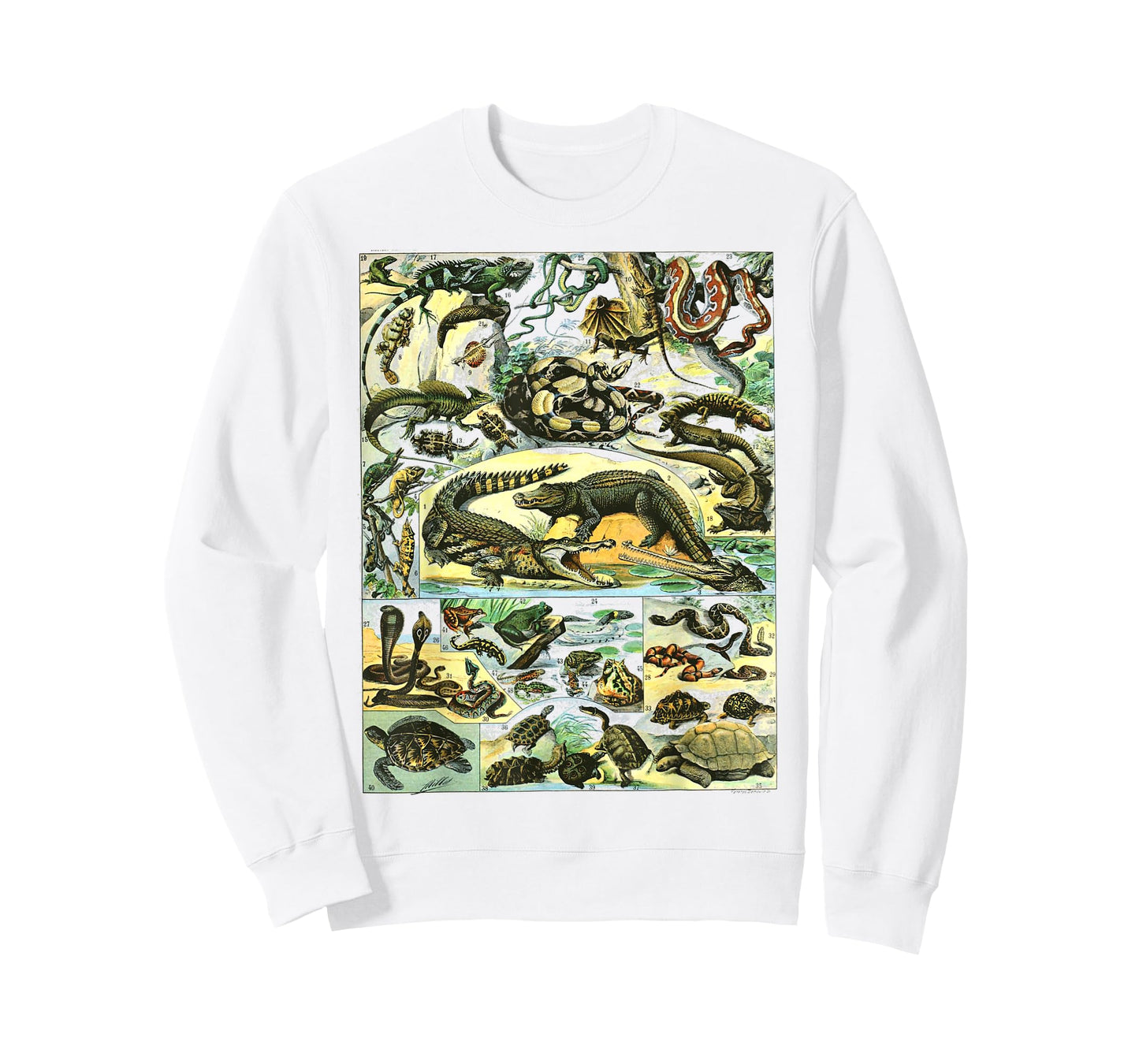 Reptiles Collection Table Turtle Snake Species Vintage T-Shirt