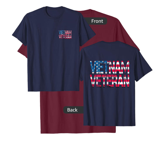 (2 Sided Print) Vietnam Veteran Vintage US Flag Vietnam Vets T-Shirt
