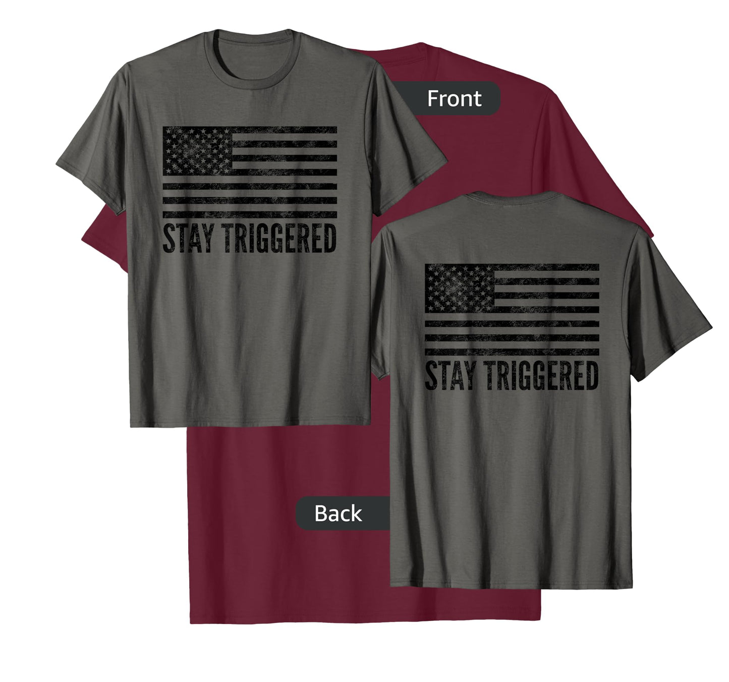 Stay Triggered American Flag Shirt | Pro Trump Gun Owner Tee T-Shirt for Women Men