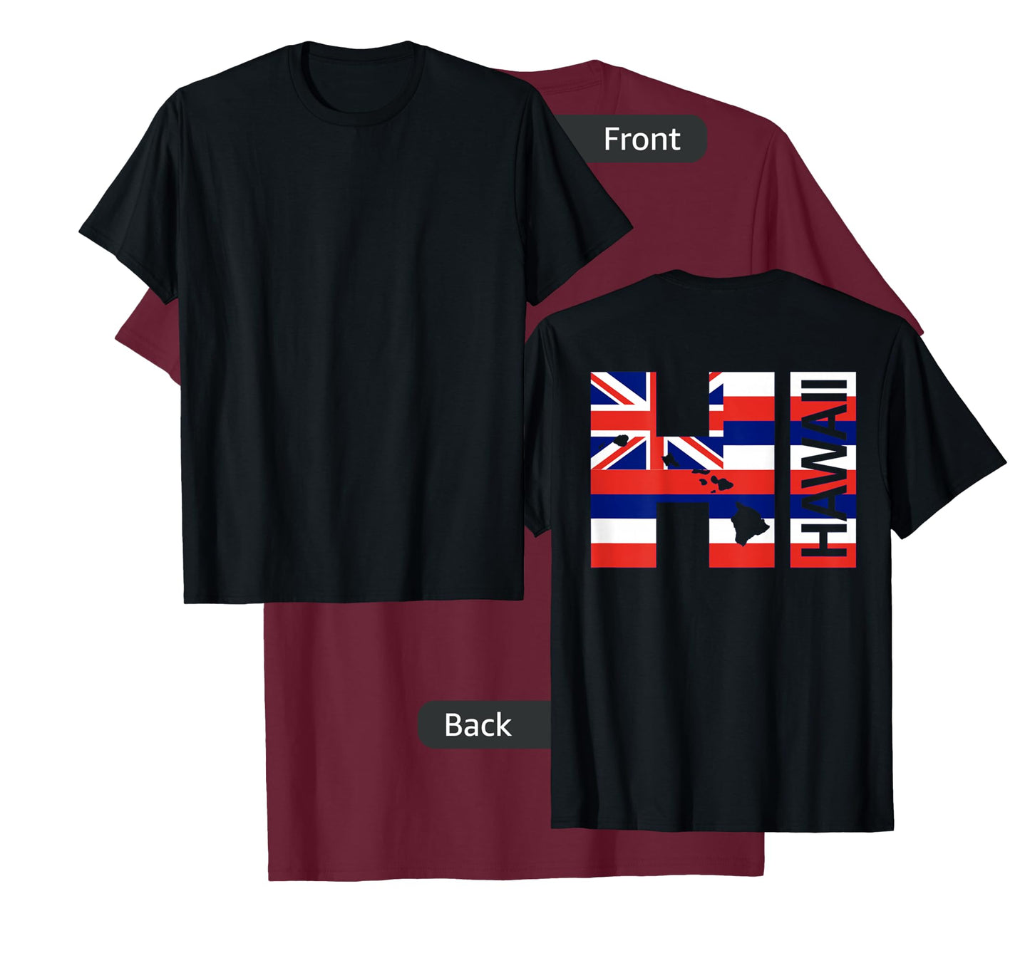 HI Hawaii Islands Hawaiian Flag Beach (On Back) T-Shirt