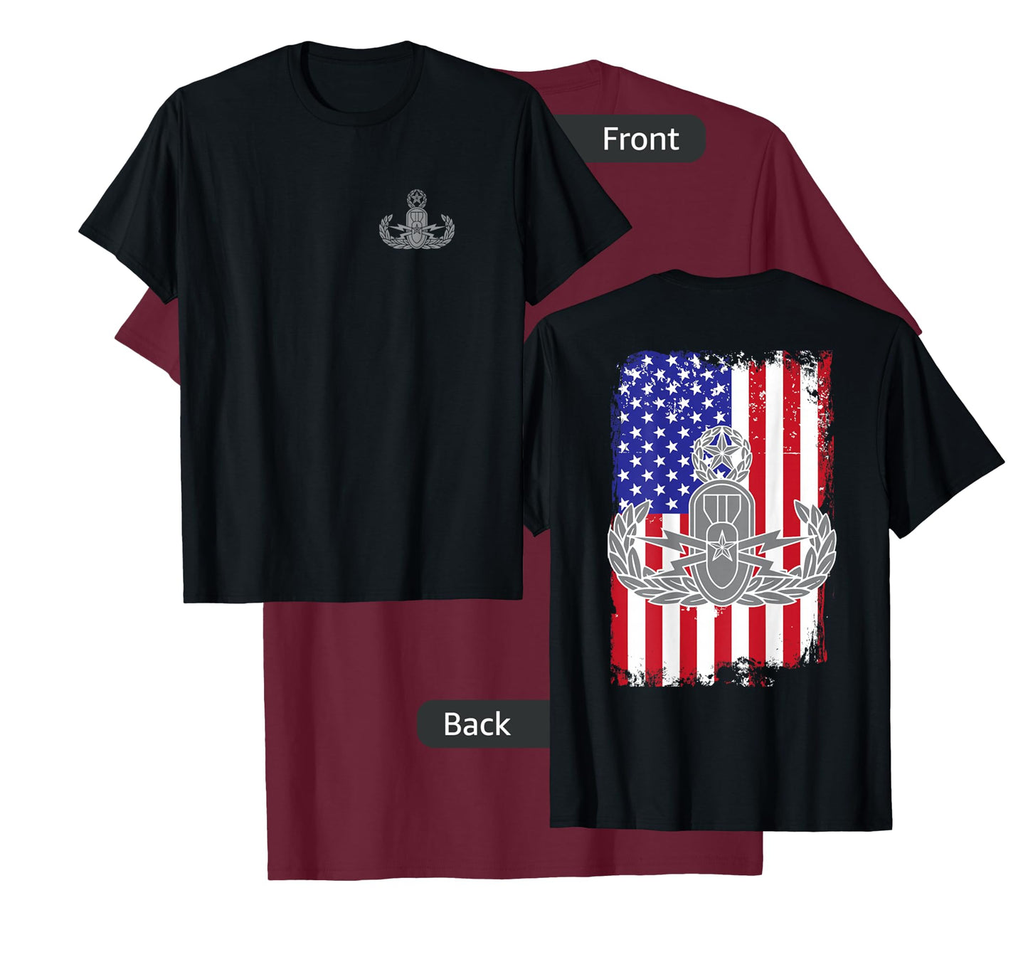 EOD American Flag T Shirt - Memorial Day July 4th See Back T-Shirt