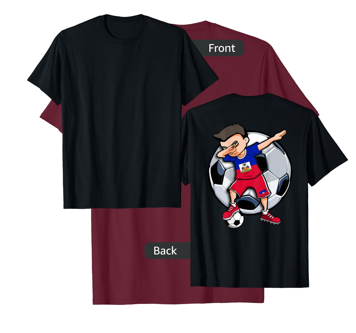 Dabbing Soccer Boy Haiti Football Fans Jersey Haitian Flag T-Shirt