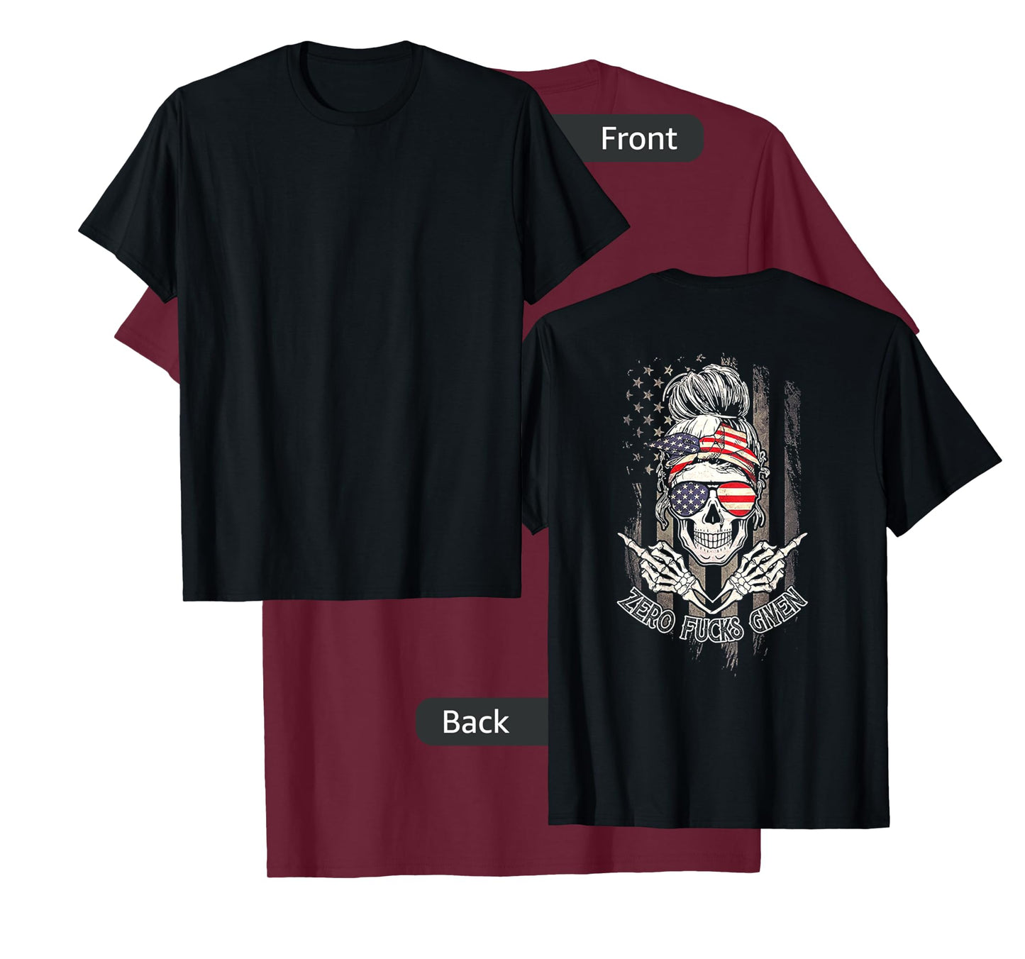 Zero Fucks Given Skull Women Flag T-Shirt