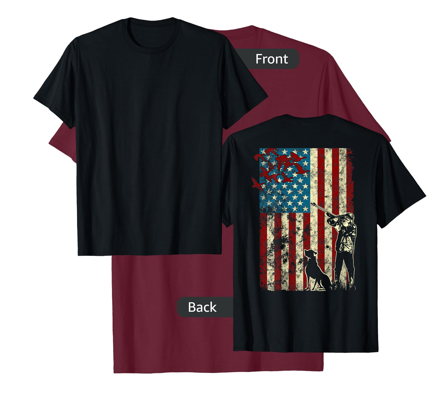 Duck Hunting Distressed Patriotic American Flag gift Hunters T-Shirt
