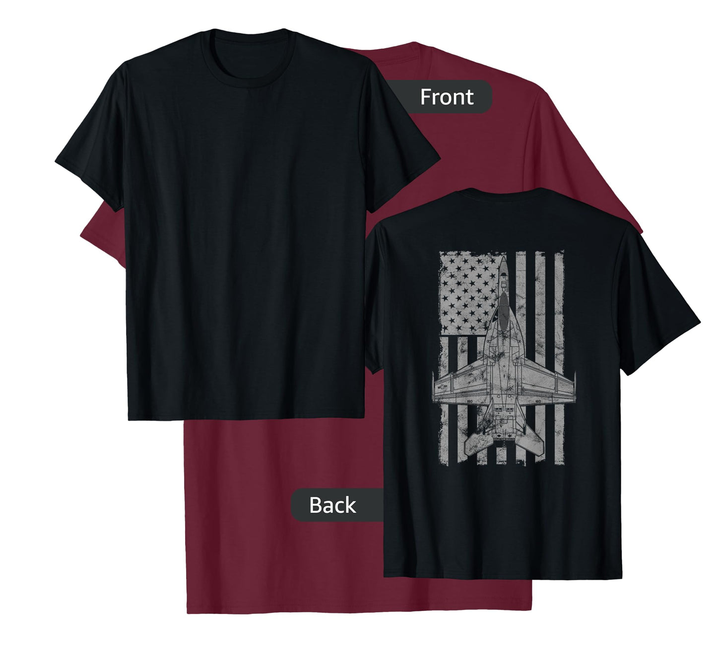 F/A-18E Super Hornet Airplane Vintage Flag | BACK PRINTED T-Shirt