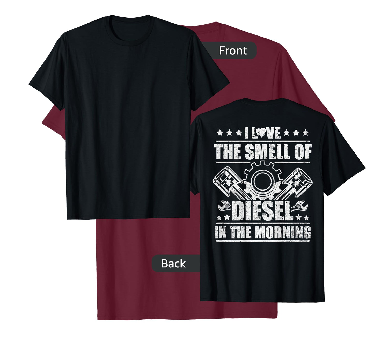 Truck Driver Novelty Diesel Flue Trucker Design On Back T-Shirt