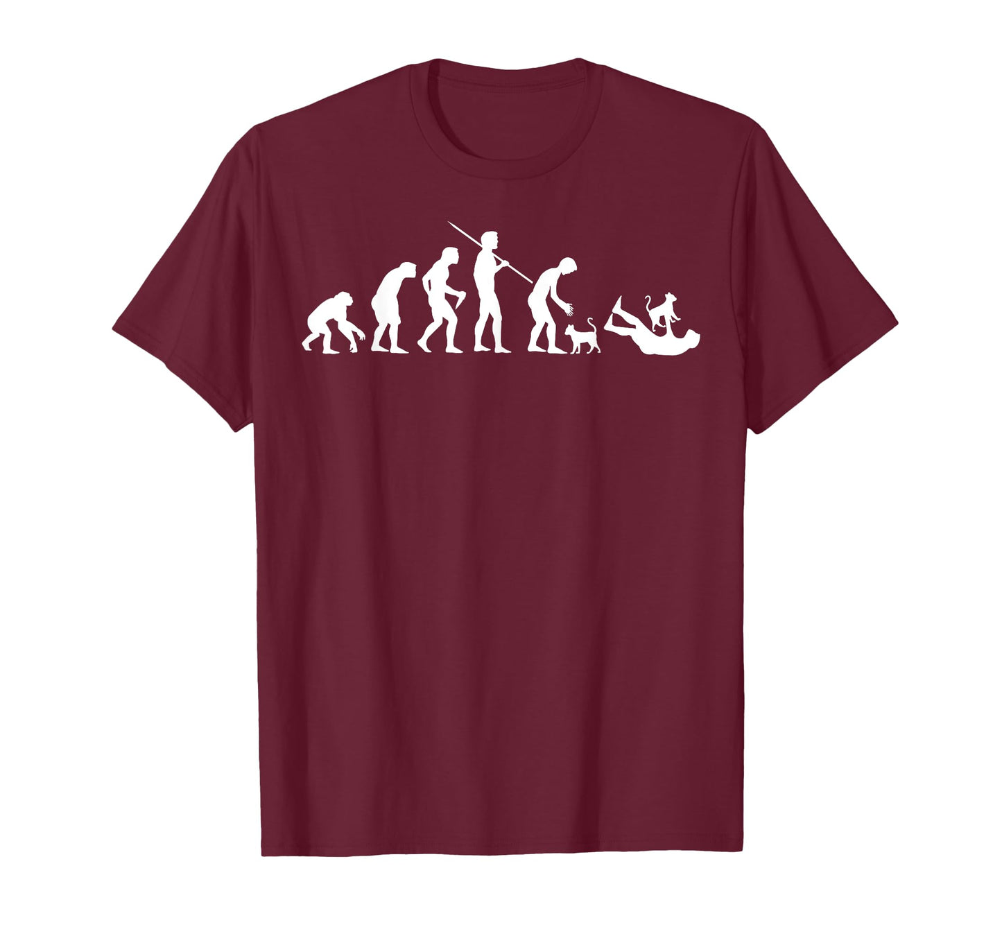 Irreverent Tees Evolution of Man with Cats Unisex-Adult Black Cartoon T-Shirt