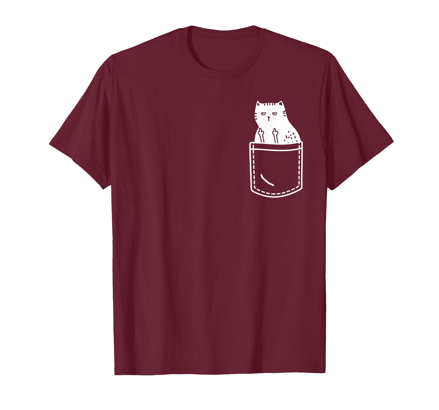 Funny Cat Flipping Off Pocket Tee Design Middle Finger Cats T-Shirt