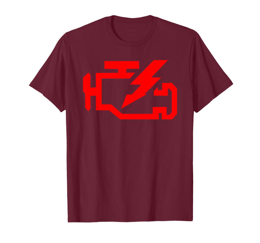 Check Engine Light Mechanic T-Shirt Automotive Funny Red T-Shirt