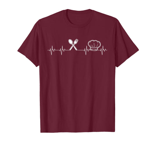 Chef Heartbeat Funny Culinary Chef Gift Cooking Lover T-Shirt