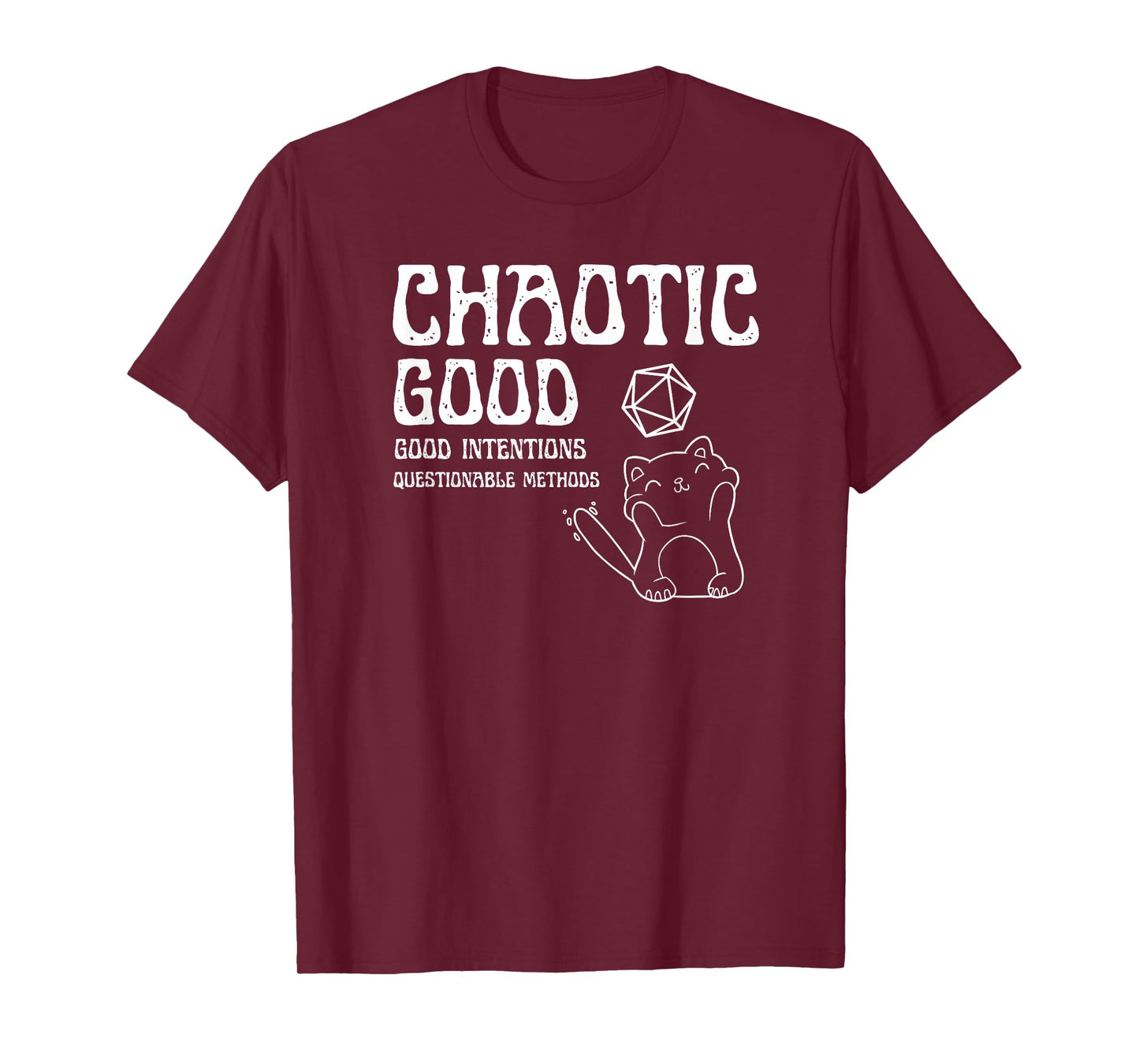 Chaotic good cat good intentions questionable methods Men Women Girls Kids T-Shirt