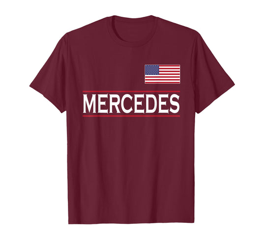 USA American Flag Name Christmas Women Present MERCEDES Personalized Name Funny Birthday Gift Idea T-Shirt