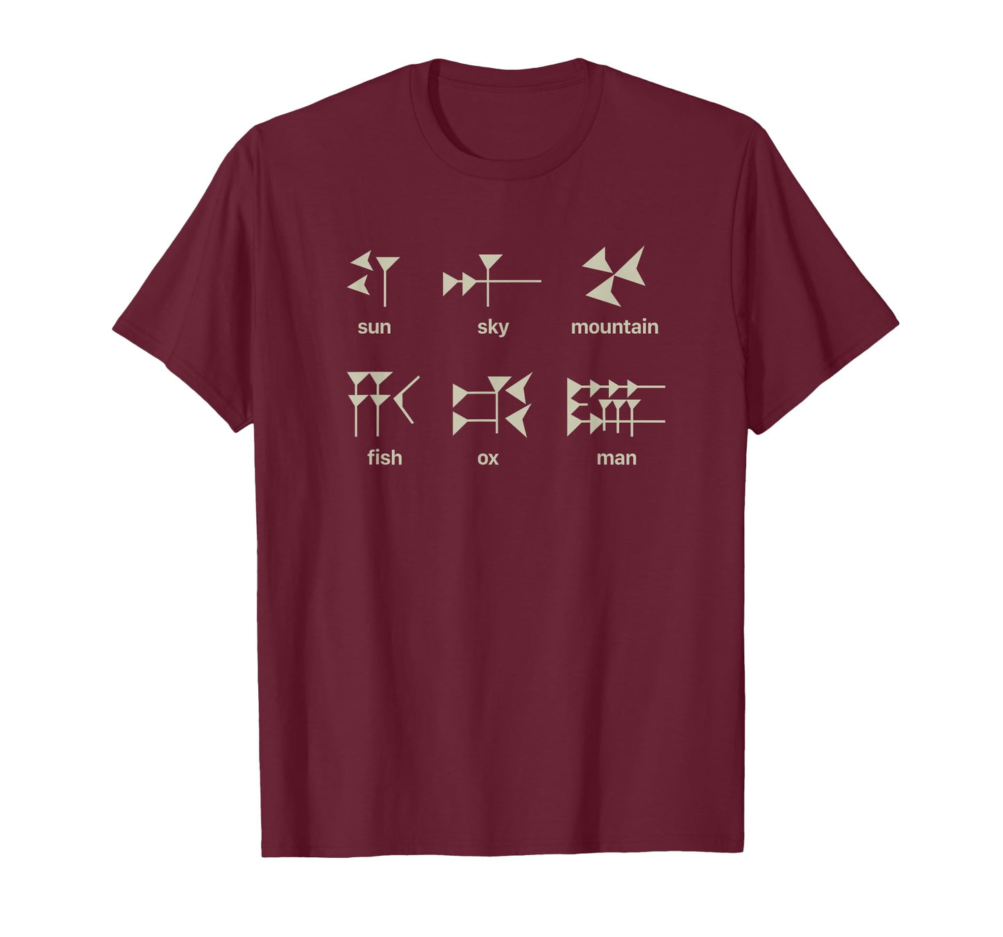 Ancient Historian Shirts / Assyrian & Mesopotamia - Akkadian & Sumerian Cuneiform T-Shirt - Grey - Small - Unisex - Modern Letter Print T-Shirt - Pull On - Classic Fit - Cotton 60%, Polyester 40%