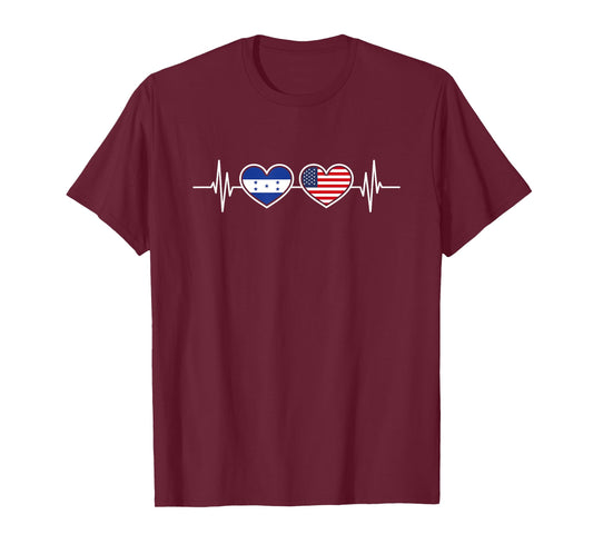 Honduras USA Heartbeat Honduran American Flag Honduras Flag T-Shirt for Women Men