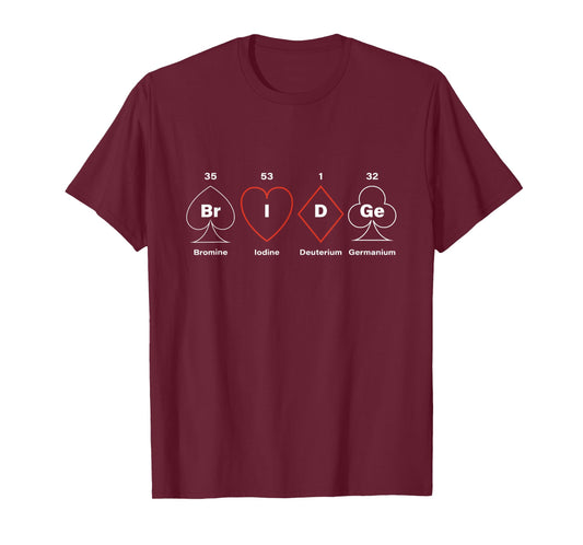 Contract Bridge Bidding Duplicate Card Game Periodic Player T-Shirt