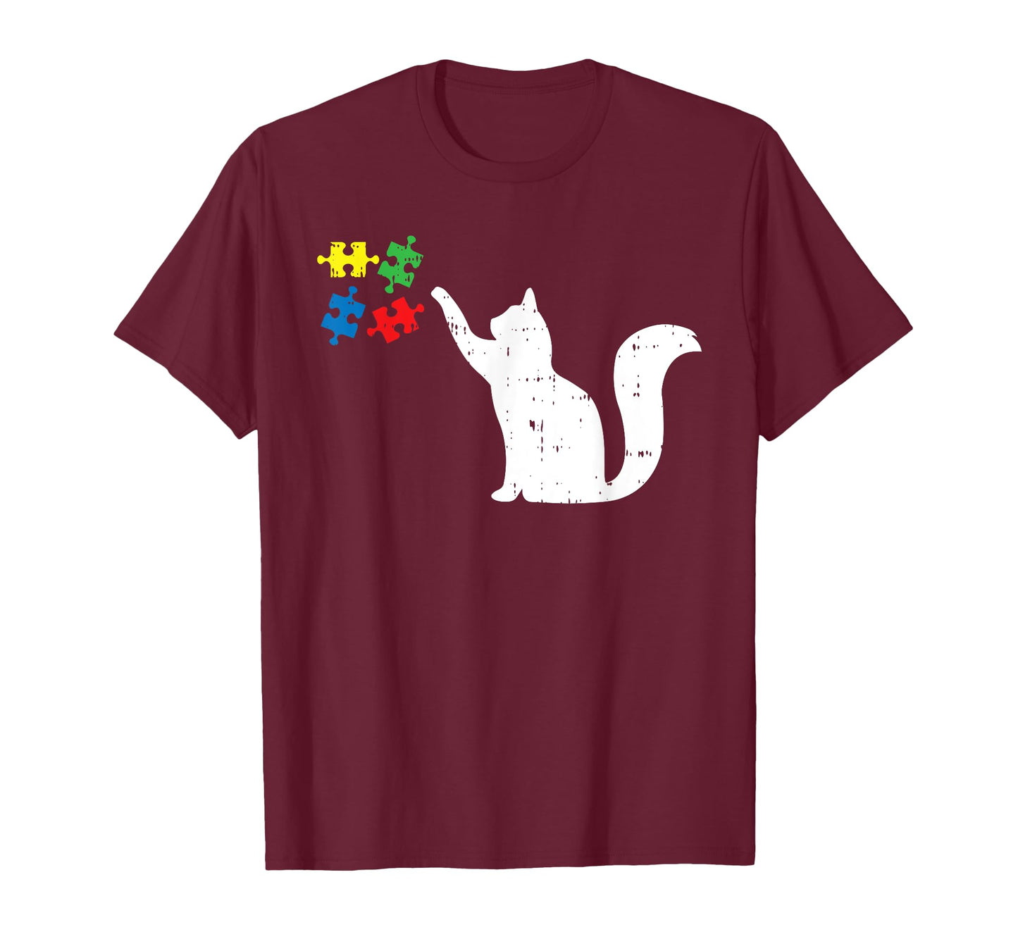 Cat Playing Puzzle Autism Awareness Kitten Autistic Warrior T-Shirt for Men Women Girls Kids