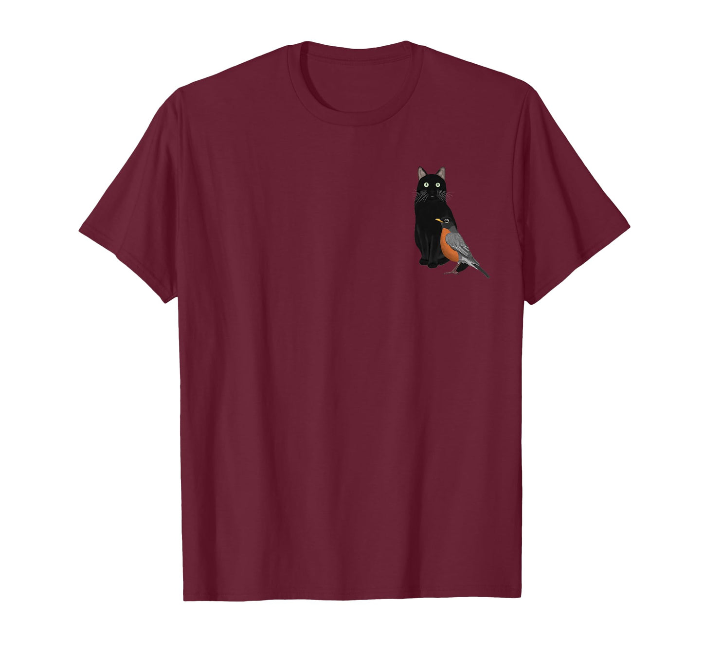 Robin with a Cat Bird Birdwatching Biologist Ornithologist T-Shirt
