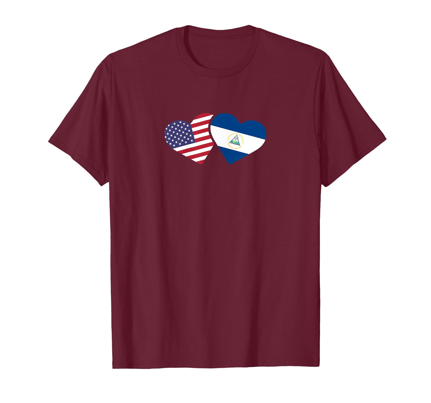 Nicaragua USA Flag T Shirt Heart Nicaraguan Americans Love T-Shirt