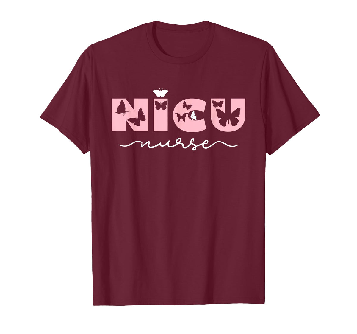 NICU Nurse for Women Pink Cute Butterfly Pediatric Neonatal T-Shirt
