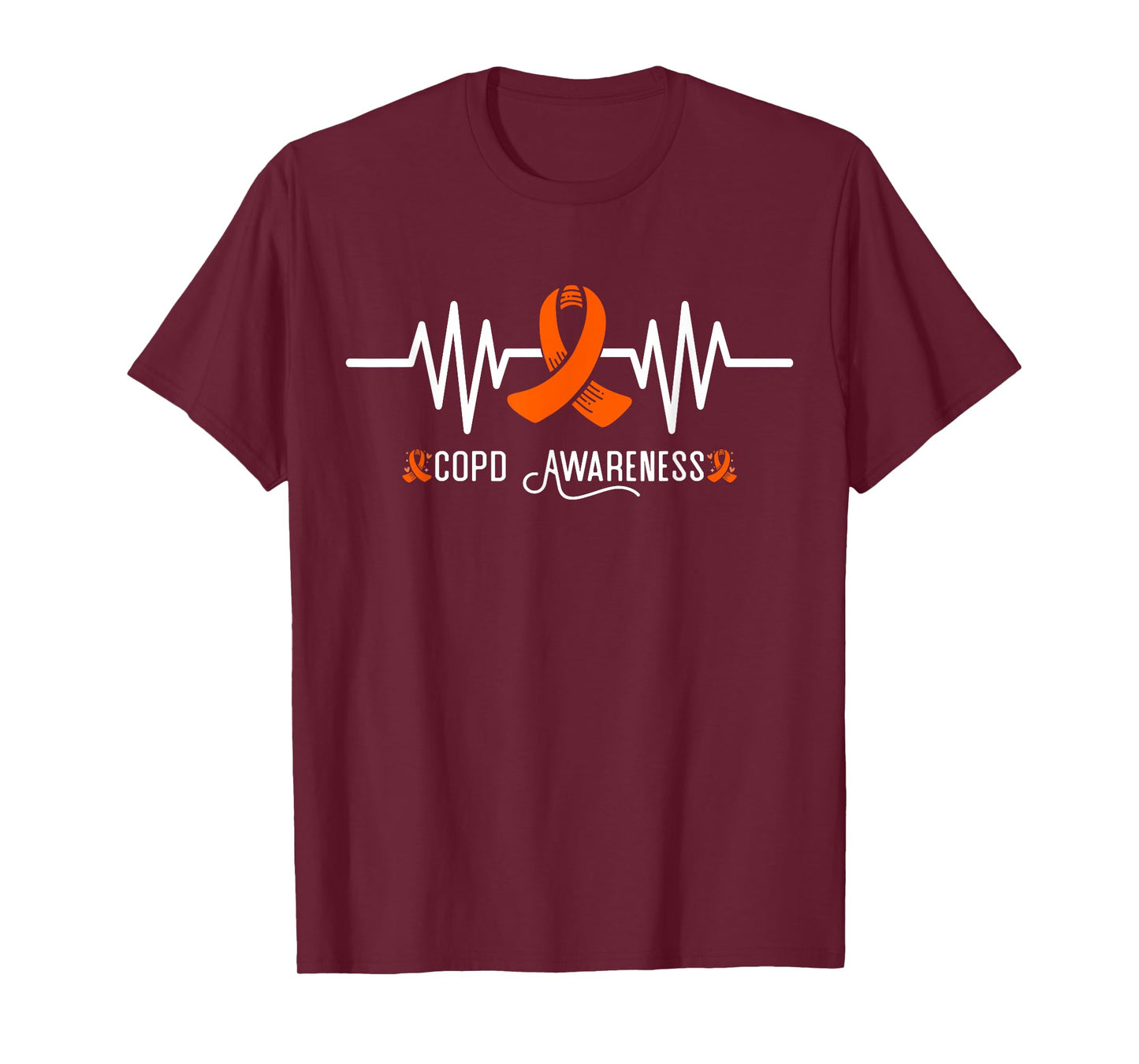 COPD Awareness Heartbeat Orange Ribbon COPD Awareness T-Shirt