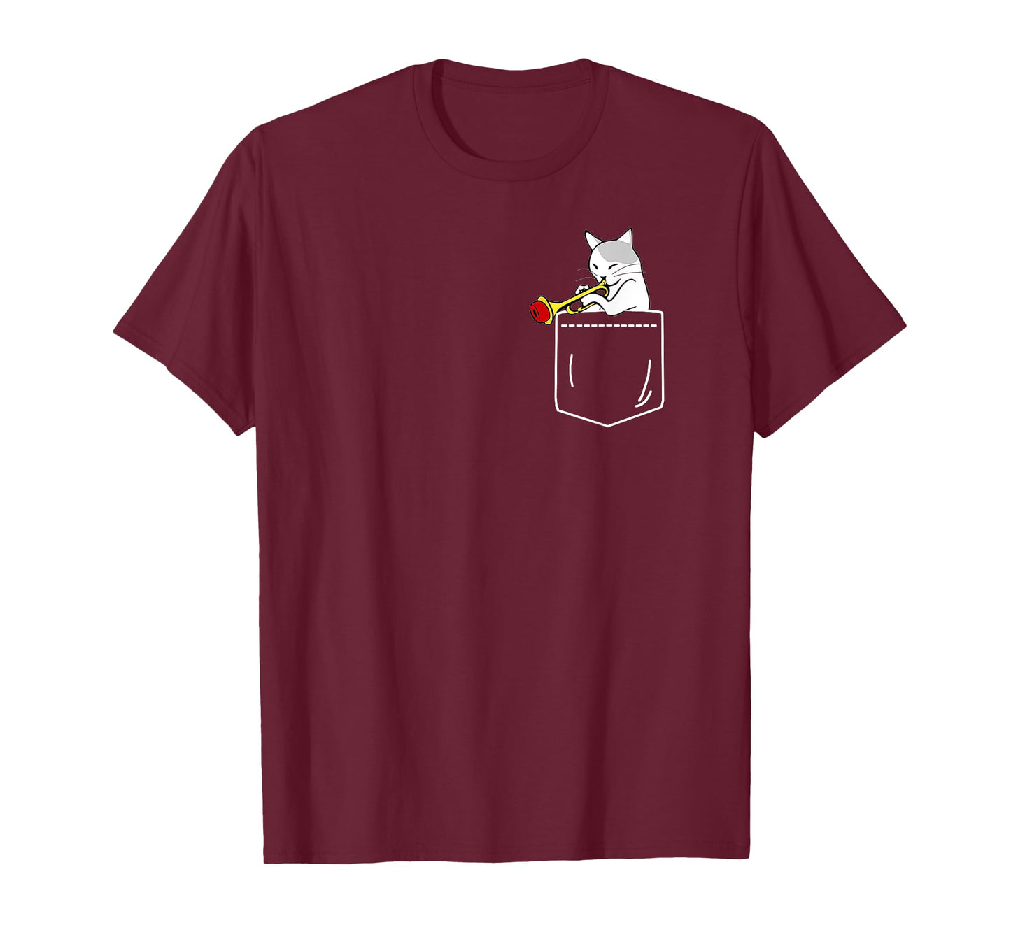 Cat Playing Trumpet in Pocket T-Shirt Jazz Lover Shirt T-Shirt