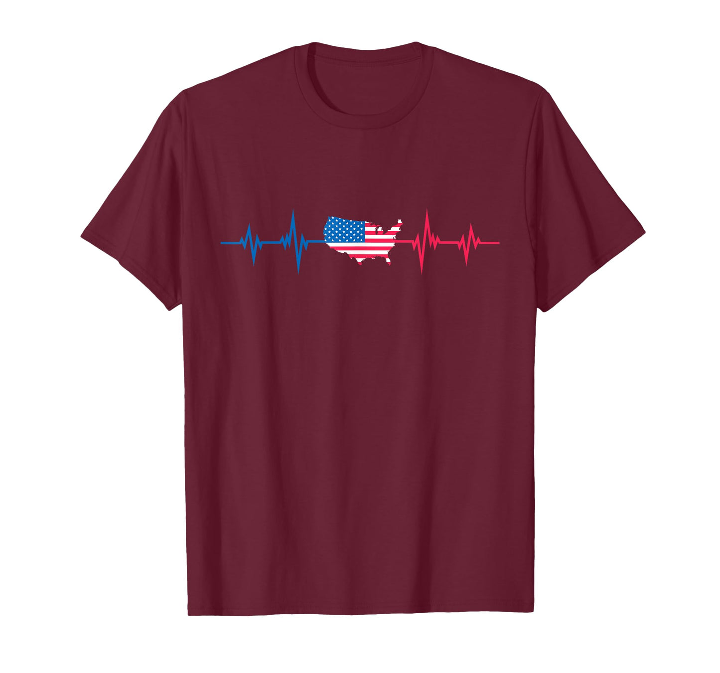 Heartbeat Design american Flag USA T-Shirt