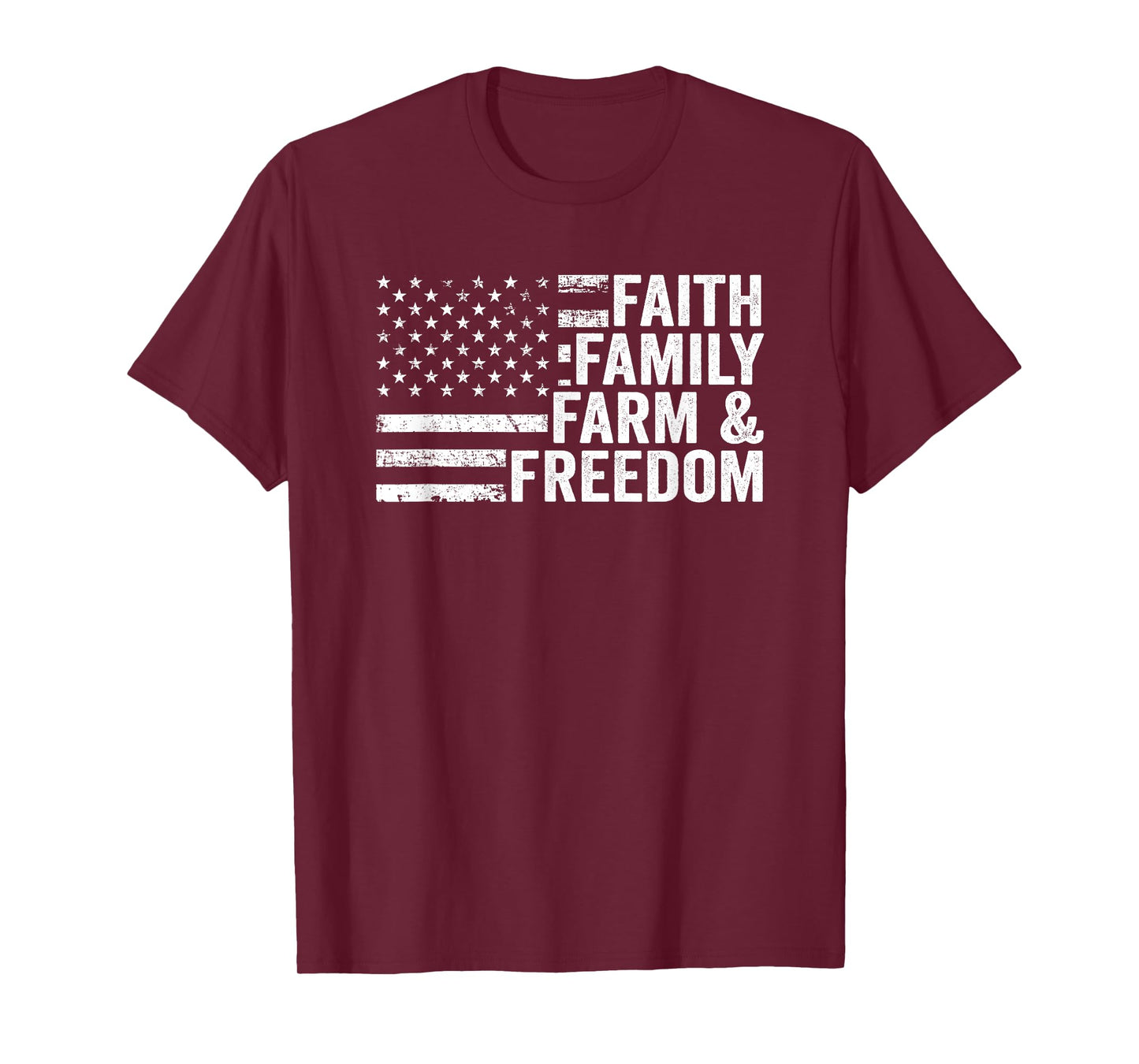 Faith Family Farm & Freedom - Patriotic Christian Farmer USA T-Shirt