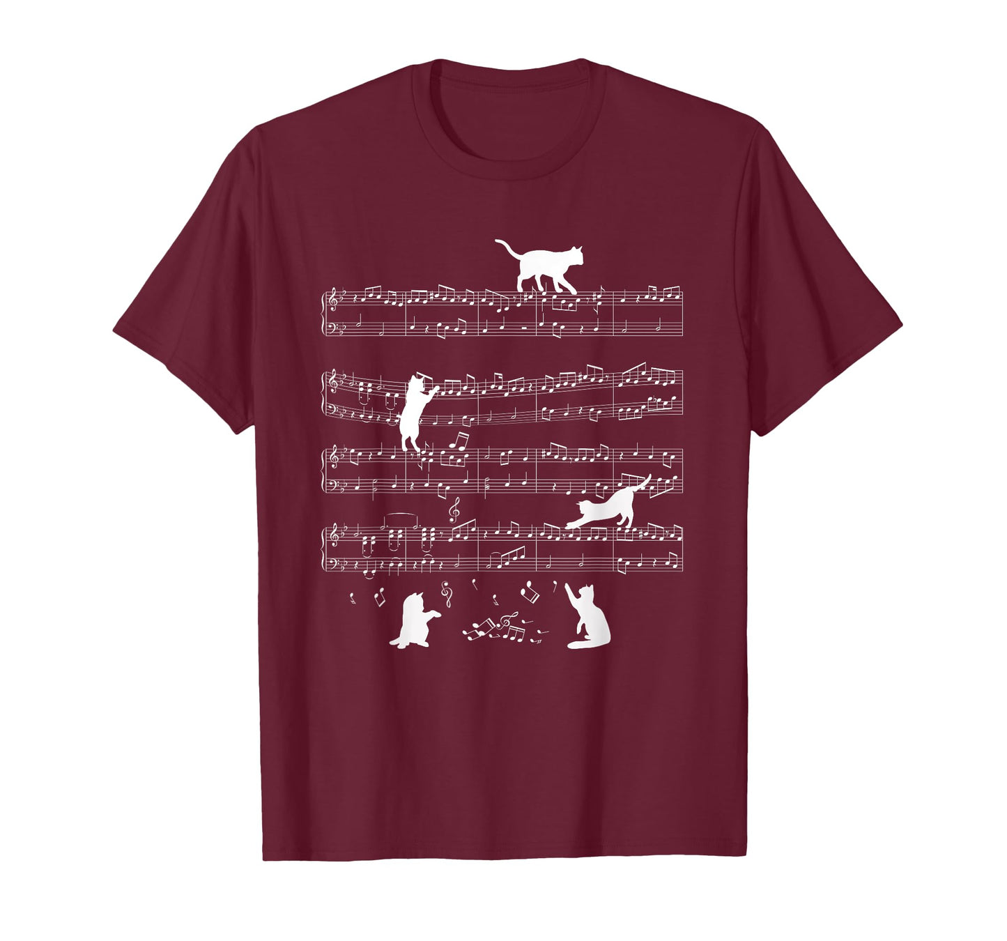 Cats Cat Music Notes Cat Lover Cat Animal Gift T-Shirt