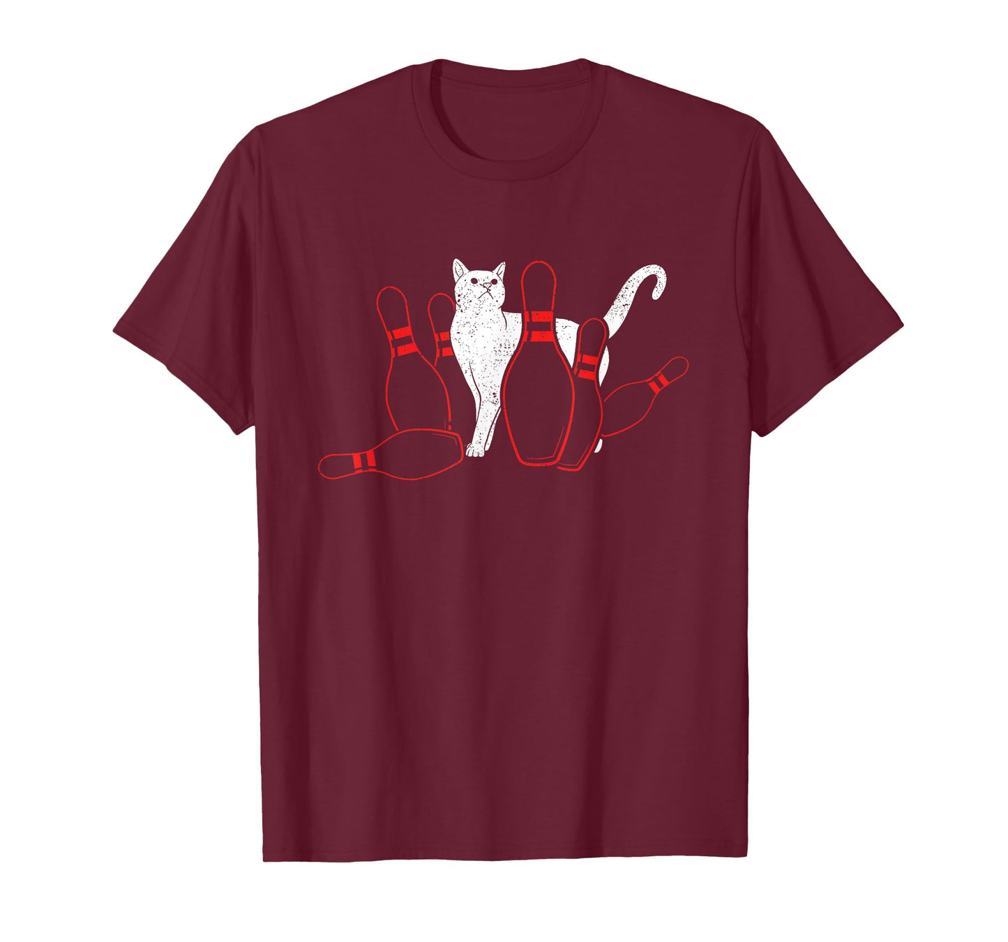 Cute Alley Cat Knocking Bowler Tipping Bowling Pin Kitty Men Women Girls Kids T-Shirt