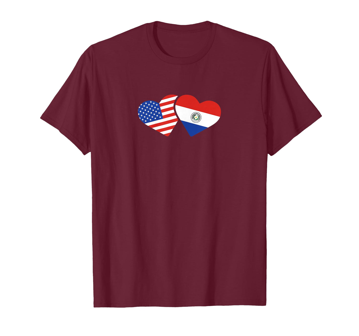 Womens USA Paraguay Flag T Shirt Hearts Paraguayan American Love T-Shirt