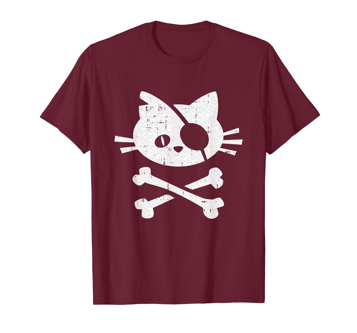 Cat Pirate Lazy Halloween Costume Kitten Skull Cross-bones T-Shirt