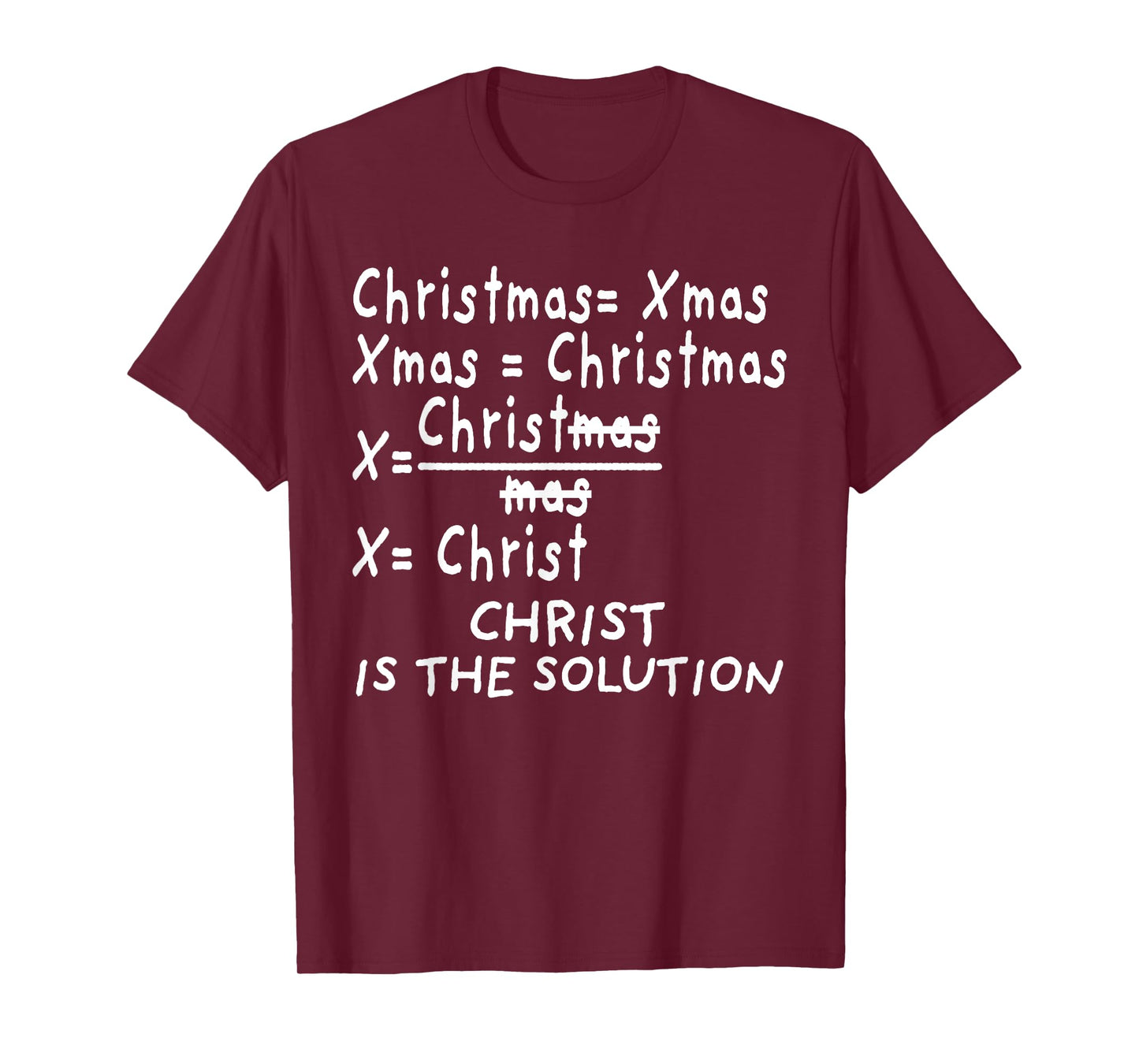 Christ Is the Solution for Catholic Christmas Math Teacher T-Shirt for Men Women Kids