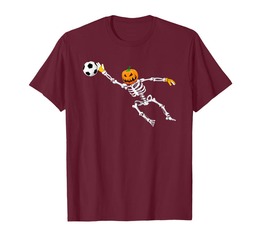 Skeleton Soccer Goalkeeper Halloween Pumpkin Goalie T-Shirt