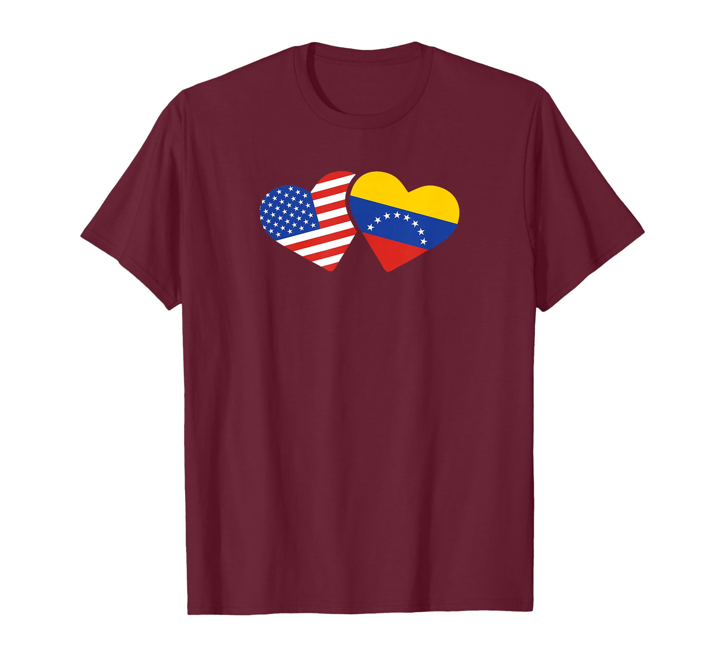 USA Venezuela Flag Hearts T Shirt Venezuelan American Love T-Shirt