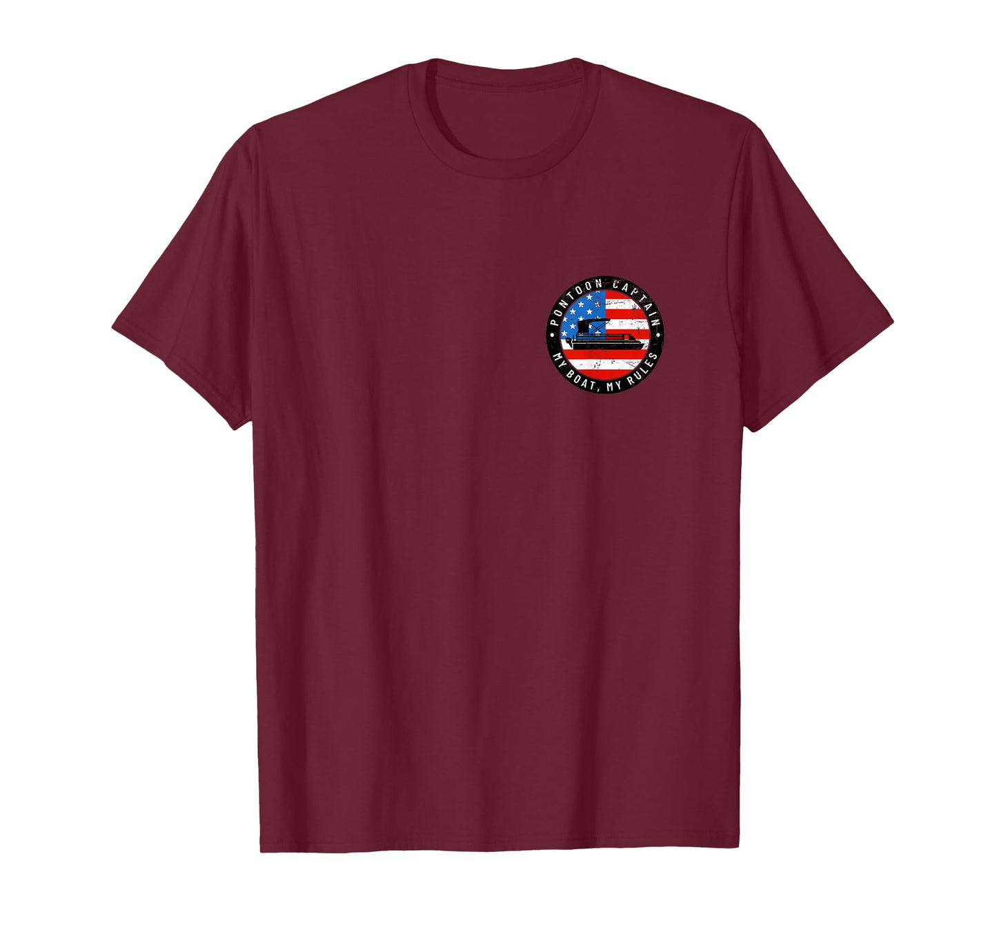 (2 Sided Print) Pontoon Captain US Flag 4th of July Boating T-Shirt