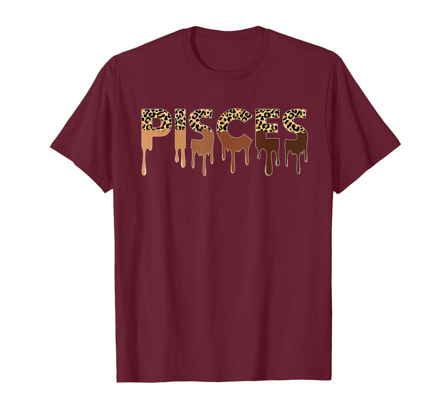Pisces Zodiac Shirt Afro Black Women Leopard Dripping T-Shirt
