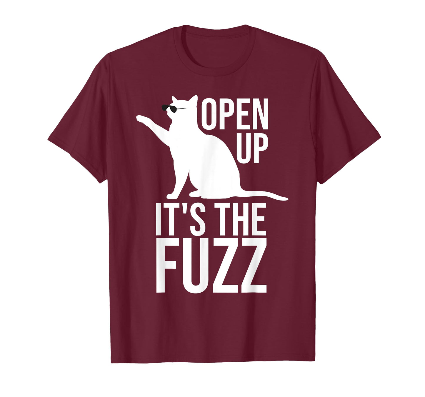 Funny Cat Shirt | The Fuzz Kitten Scratching Door Cat Pun T-Shirt for Men Women Kids