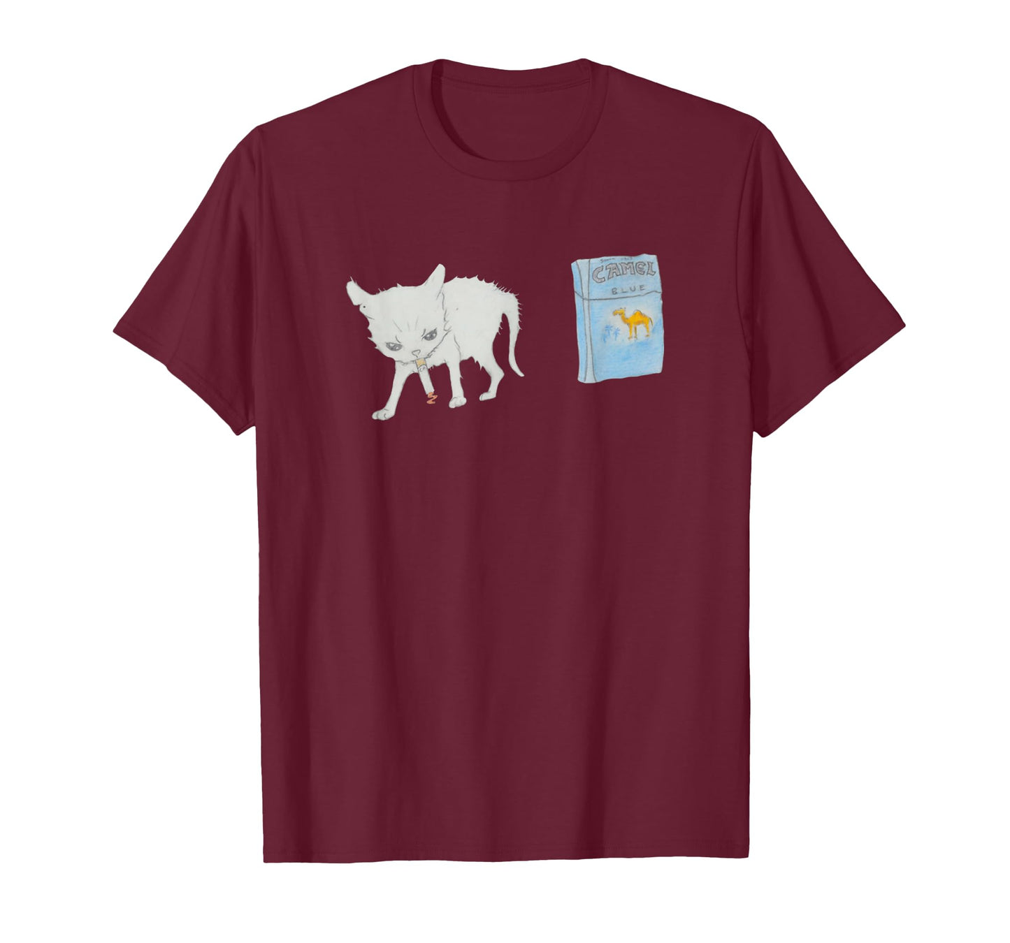 Cat Smoking Cigarette Funny Silly Cat Meme Smoking Cigarette T-Shirt