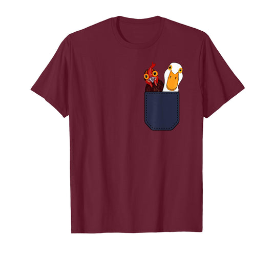 Cute Chicken and Duck in a Pocket. Chicken Farmers Animal T-Shirt