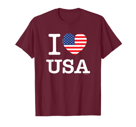 I Love USA T-Shirt White United States of America Flag Heart T-Shirt
